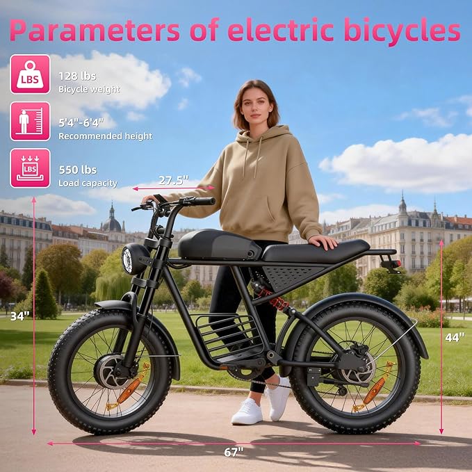 Electric Bike for Adults FX20 - 3000/1500W Electric Dirt Bike, 37/35MPH Fast 48V 25/18.9Ah 40-60 Miles Long Range E-Bike, 20" Fat Tire Off-Road Ebike, Mountain Bicycle, Hydraulic Brakes, UL 2849