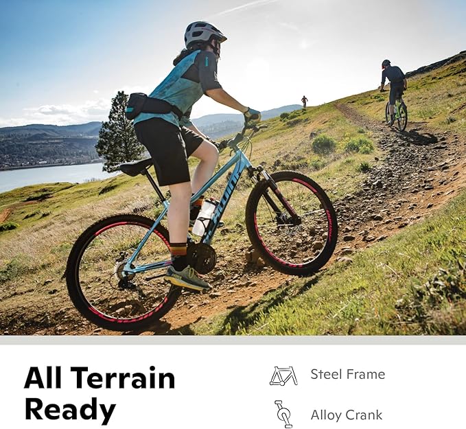 Schwinn High Timber Mountain Bike for Adult Youth Men Women Boys Girls, 24 to 29-Inch Wheels, 7 or 21-Speeds, Front Suspension, Aluminum and Steel Frame Options