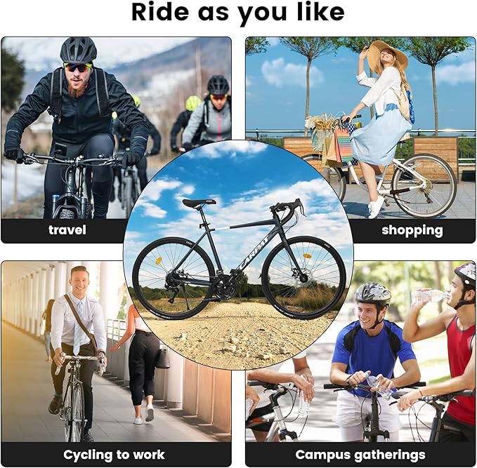 700Cx28 Road Bike – Lightweight Aluminum Frame, Disc Brakes, 16-Speed, Fast Acceleration, Ideal for Men and Women, High-Intensity Riding