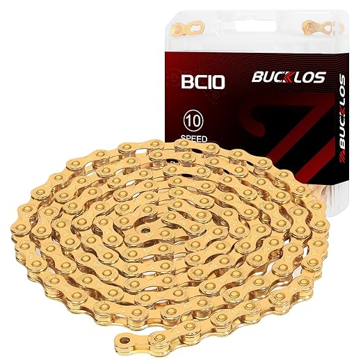 BUCKLOS 6/7/8/9/10/11/12 Speed Bike Chain, High Performance Lightweight Bicycle Chains for Road Bike/Mountain Bike/Ebike,Compatible with Shimano, SRAM, Campagnolo Silver/Gold