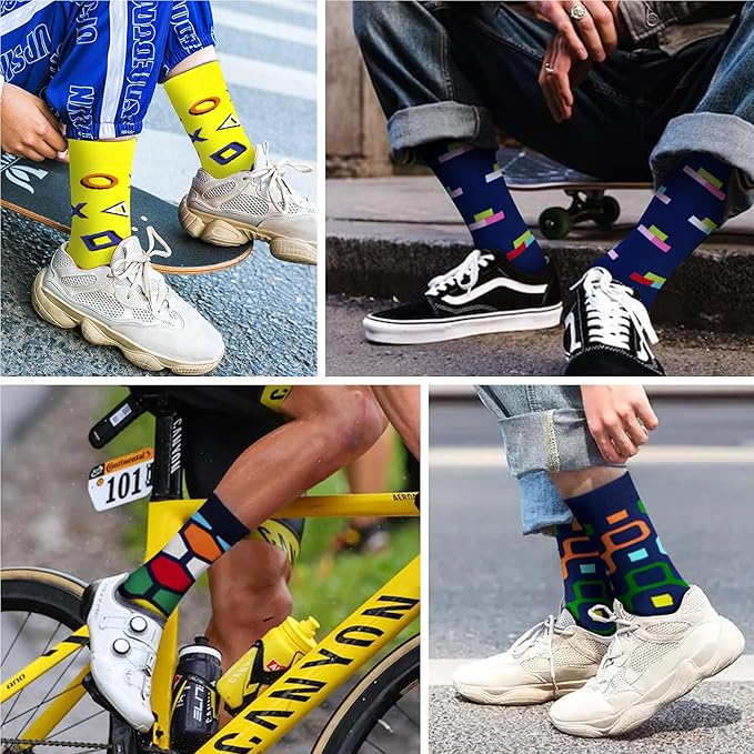 WeciBor Men's Dress Funny Crazy Colorful Novelty Combed Cotton Crew Socks 12 Pack - Size 7-10/10-13/13-15
