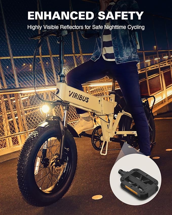 VIRIBUS 9/16 Inch Bike Pedals, Professional Bicycle Pedals with Nonskid Platforms & Reflectors, Waterproof BMX Pedals Compatible with Most Road Bike Mountain Bike Tricycle Electric Bike Kids Bike