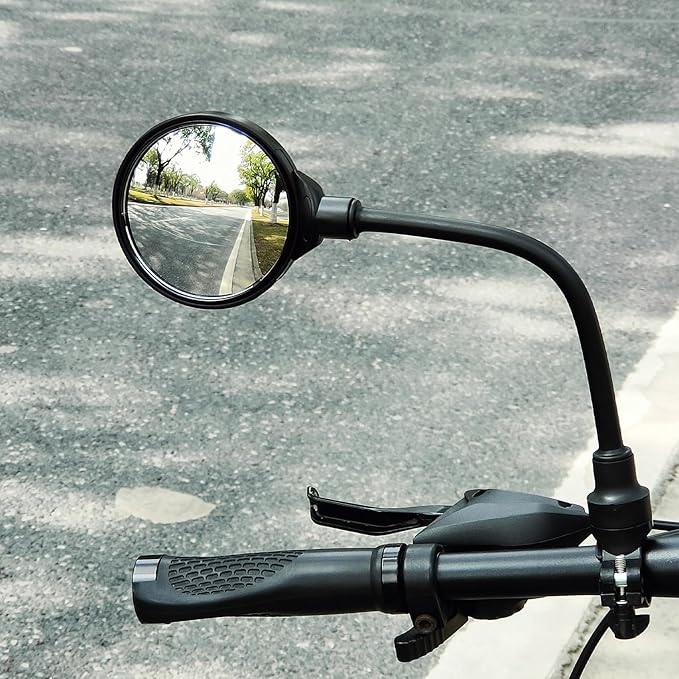 Bike Mirror 2 Pack, Adjustable Bike Mirrors Handlebar Rearview Mirror, Acrylic Convex Round Bike Rear View Mirrors for Handlebars Mount, Bicycle Mirror For E-bike Scooter
