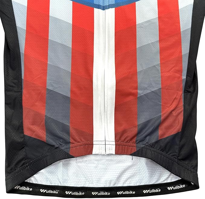 Lo.gas USA Cycling Jersey Men Short Sleeve Bike Biking Shirts American Flag Road Bicycle Clothing Full Zip with Pockets