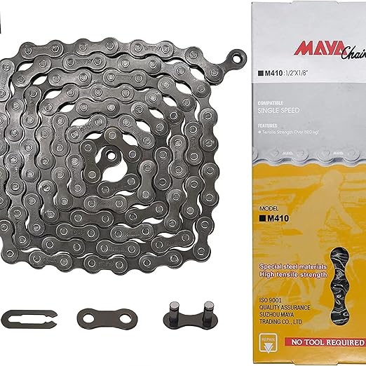 Single Speed Bike Chain, Bicycle Chain 1/2 x 1/8 Inch 114 Links for Single-Speed Bikes