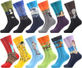 WeciBor Men's Dress Funny Crazy Colorful Novelty Combed Cotton Crew Socks 12 Pack - Size 7-10/10-13/13-15