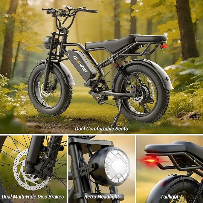 20" Fat Tire Electric Bikes for Adults, 750w Electric Dirt Bike with Full Suspension, 48V 18AH Battery Moped, 31MPH(50KM/H) Max Speed, 40-70 Miles Long Range Motorcycle Ebikes