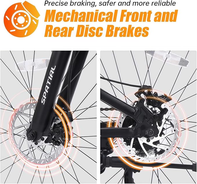 SPATIAL Mountain Bike, 20/24/26/27.5/29 inch Outdoor Cycling Bike,21/8 Speed Lightweight Aluminum Frame | Dual Disc Brakes,Adjustable Ergonomic Seat for Men Women Adult Teens