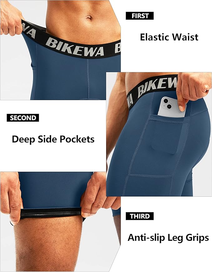 Men's 4D Padded Bike Shorts Cycling Underwear Biking Bicycle Padding Shorts for Men Side Pockets