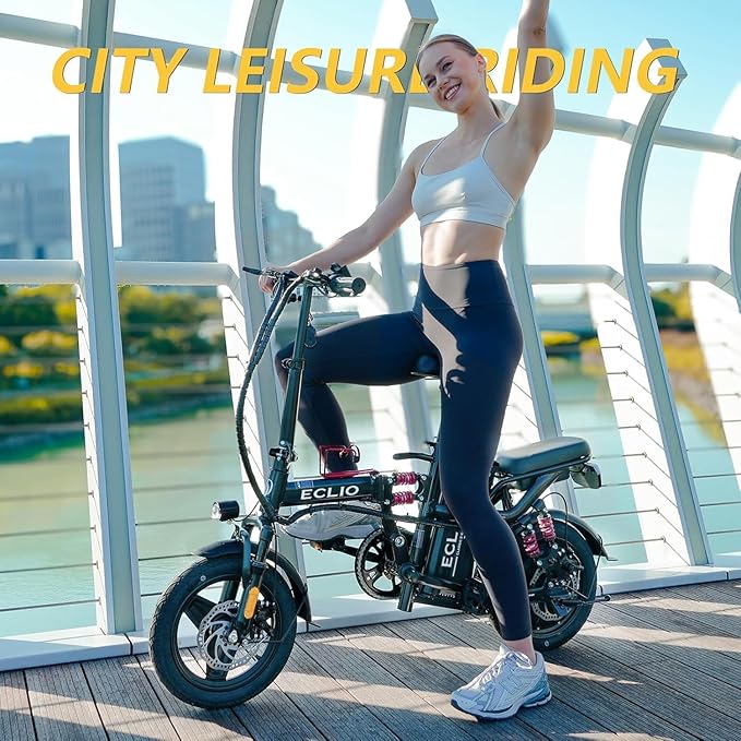Folding Electric Bike, Peak 800W Motor 25MPH,48V 14Ah Removable Battery 55Miles Ebike,14'' Lightweight Adults Electric Bicycles for Men/Women/Teens,Mini E-Bike,Full Suspension