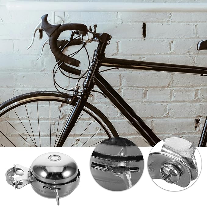 TOYANDONA Vintage Bicycle Bell, Loud Metal Bike Bell and Adults, Silver Retro Manual Horn with Handlebar Mount for Mountain and Road Bikes