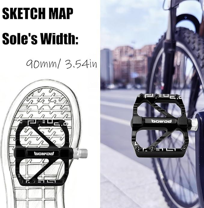 Mountain Bike Pedals, MTB Pedals Aluminum Alloy Composite Pedal Platform, Non-Slip Bicycle Pedals w 12pins, fit for 9/16" Adult BMX, City, Road Bike