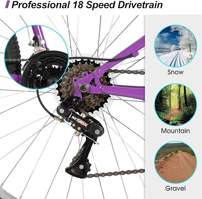 HILAND Adult 26 Inch Mountain Bike, Mens Womens Bicycle, High-Carbon Steel Frame Mountain Bicycle, Sport MTB for Adults, Multi-Color