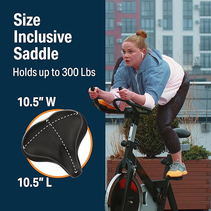 Bikeroo Extra Wide Replacement Saddle - Fits Indoor & Outdoor Bicycles - Steel Spring & Elastomer Suspension - Center Cutout - Memory Foam