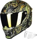 ILM Motorcycle Helmets for Adult Men Women Full Face DOT ECE Powersports Dual Visor Street Racing Helmet with Pinlock Cascos para Motos Model MF509 (Mythology Gold, XL)