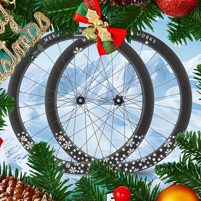 Carbon Road Bike Wheelset, 700C Snowflake Pattern Clincher Bicycle Cycling Racing Wheelset, 50mm Deep Stability Aerodynamic Wheel