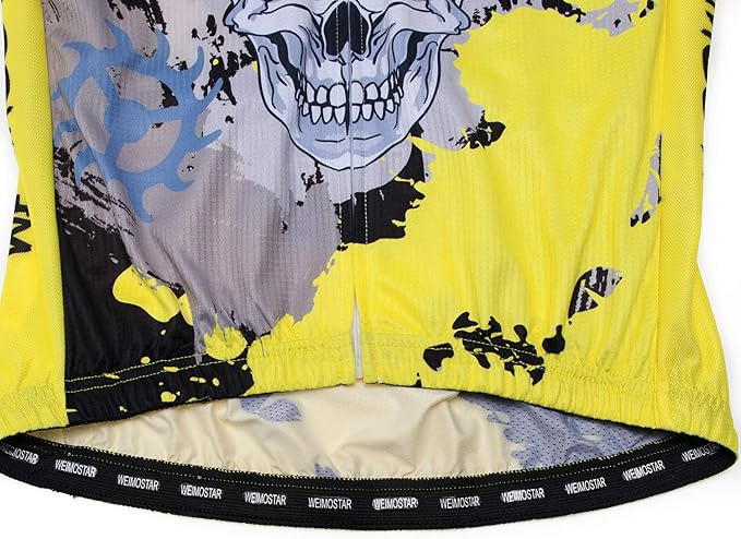Men Cycling Jersey Skull Bike Short Sleeve Tops Quick-Dry Reflective 3-Pockets S-3XL