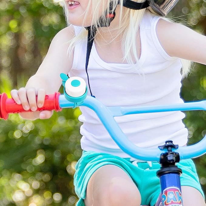 Kids Bike Bell – Silicone Strap Bicycle Bell for Boys & Girls, Easy Install, Adjustable Ring for Kid Bike Handlebar, Ideal for Toddler Scooters and Bikes (Blue and Pink)
