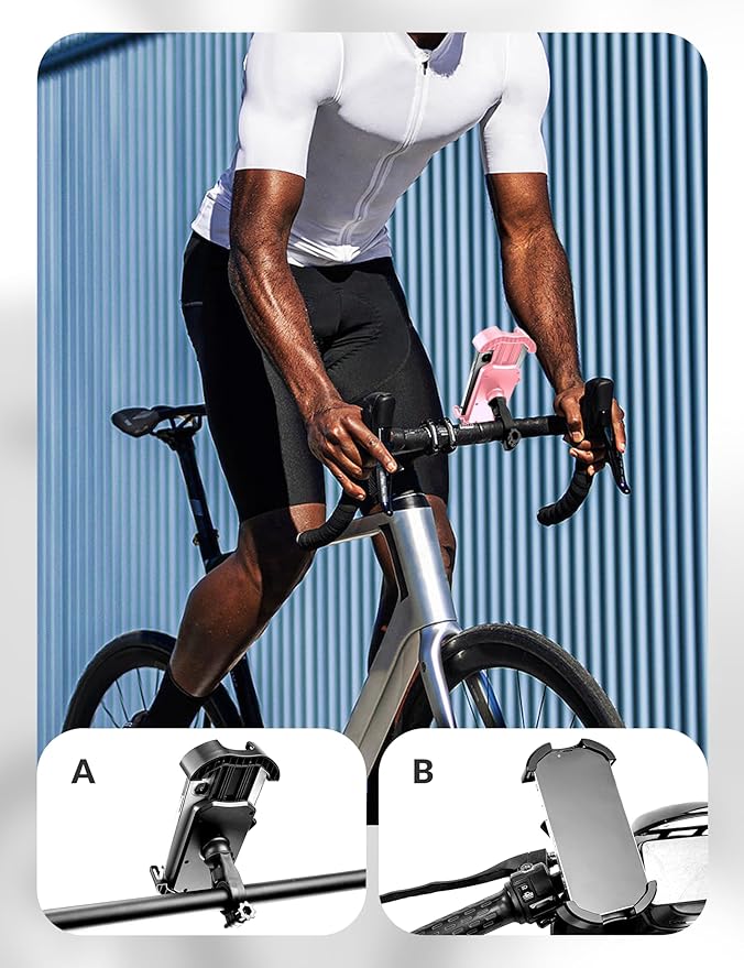 ROCKBROS Bike Phone Holder, Motorcycle Phone Mount with Security Lock, Shockproof Bicycle Phone Mount, Adjustable Phone Holder for Bike, Motorcycle, Scooter, Suitable for 4.7”-6.8”