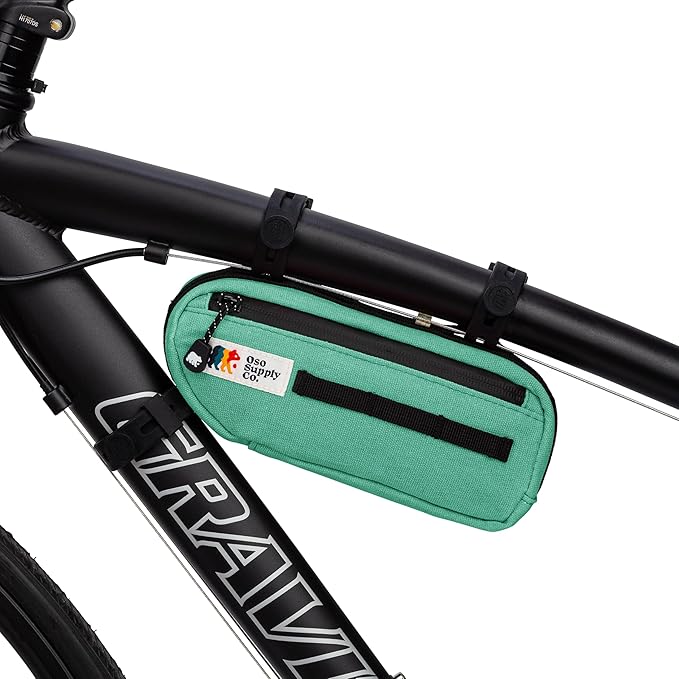Waxed Canvas Frame Bag – Waterproof Zippers, Dual Storage Compartments, Adjustable Straps – Fits All Frame Sizes, Perfect for Cycling, Commuting, and Adventure Rides (Turquoise)