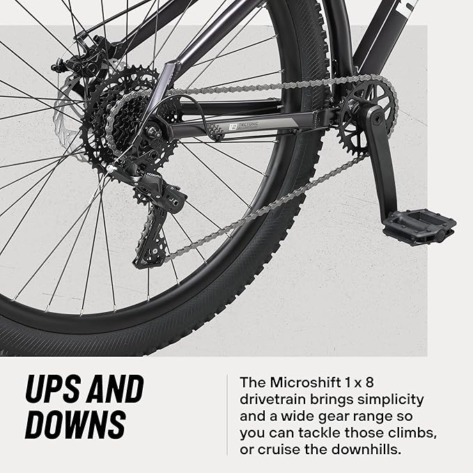 Mongoose Switchback Mountain Bike for Men and Women, 8 to 10-Speed Drivetrain with Trigger Shifters, 27.5 to 29-Inch Wheels, 15.5 to 17.5-Inch Frame