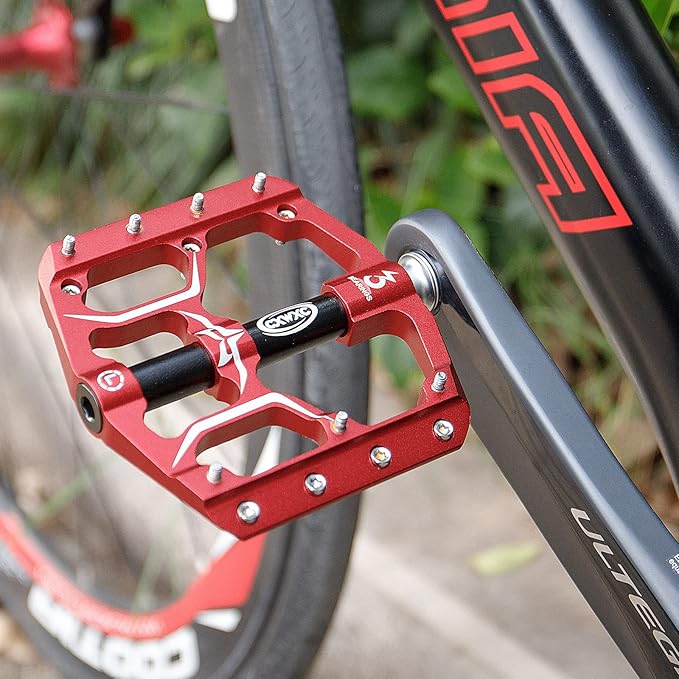 Road/Mountain Bike Pedals - 3 Bearings 9/16” Aluminum Alloy Bicycle Pedals - Mountain Bike Pedal with Removable Anti-Skid Nails