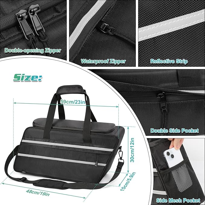 Motorcycle Saddlebag Cooler Liner Bag, Insulated Saddle Bag Compatible with 1993-2024 Harley Touring Electra Glide Road Glide Street Glide Road King with Detachable Shoulder Strap, 1 Bag
