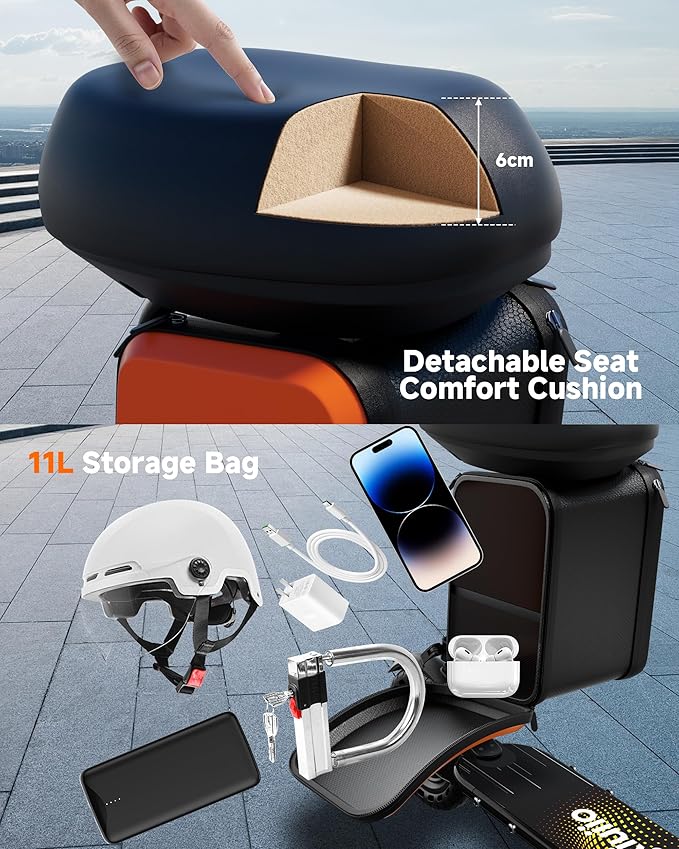 Folding Electric Scooter for Adults with Seat- 19MPH & 21-Mile Range, 350W Motor, 8.5" Solid Tires with App Control & Dual Brake System - UL2272 Certified Commuter E-Scooter