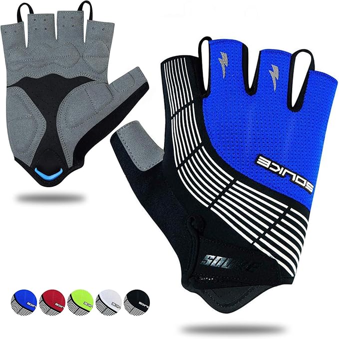 Souke Sports Cycling Bike Gloves - Padded Half Finger Bicycle Gloves with Shock-Absorbing, Anti-Slip, Breathable MTB & Road Biking Features for Men & Women