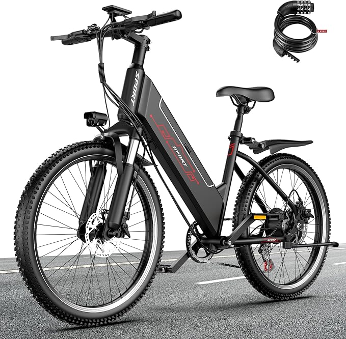 ASKGO Electric Bike for Adults, 1500W Peak Motor, 25Mph, 65Miles, 48V 10AH Removable Battery, 26“ Mountain Ebike with 7-Speed Gear for Beach Snow Commuter