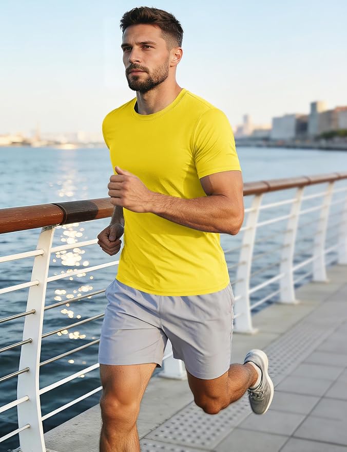 MAGCOMSEN Men's Short Sleeve UPF 50+ T-Shirt Quick Dry Workout Athletic Running Swim Tops Tee Rash Guard Performance Shirts