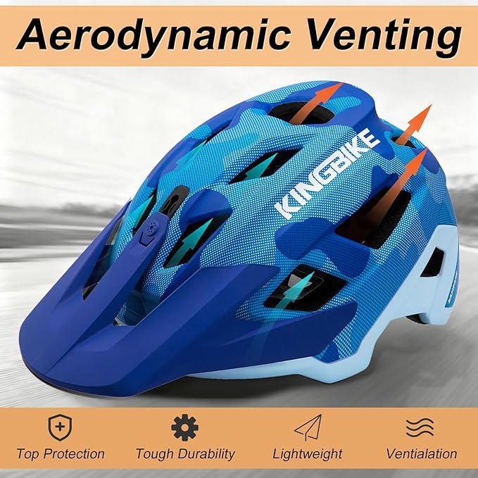KINGBIKE NTA-8776 Mountain Bike Helmet Professional Ebike Helmets with 3-Level Adjustable Visor & Camera Mount E-MTB Helmet for Adults Men Women Youth E-Bike Safety Certified