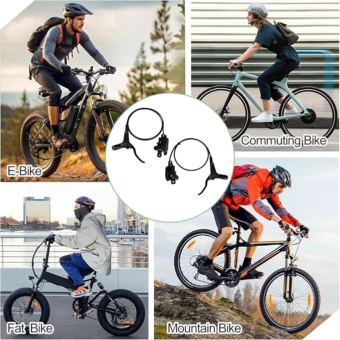 Bike Hydraulic Brakes Set, Front 750mm Rear 1600mm 2 Piston Kit with 160mm 6-Bolt Disc Brake Rotor, Aluminum Allloy Lever,Disc thickness 2.3 mm,Bracket, Calipers,fit MTB Mountain City Electric Bike