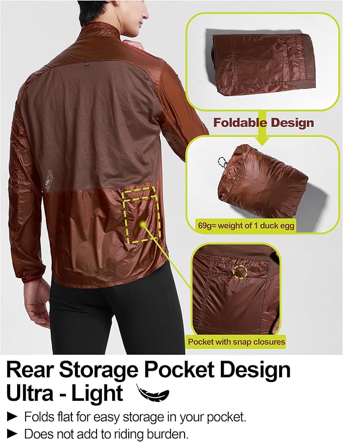 INBIKE Cycling Jacket Men Breathable Mesh Back Packable Lightweight Cycling Windbreaker Bike Jackets Reflective Spring