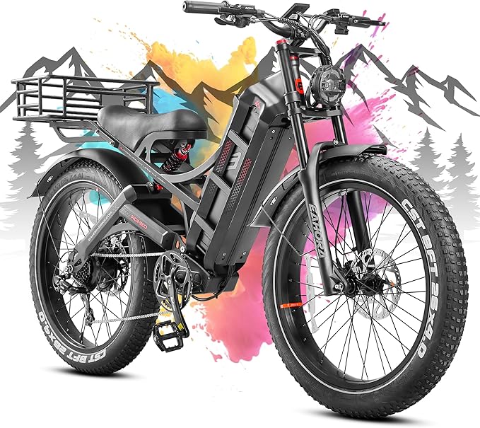eAhora 2025 Latest Romeo Pro 3/2/Pro 5600W/50Mph 4000W/46Mph Dual Motor Electric Bike for Adults, 60V/80Ah 52V/70Ah 250+Miles Long Range Ebike 26''*4.0 Fat Tire Full Suspension Off-Road Ebike, UL2849