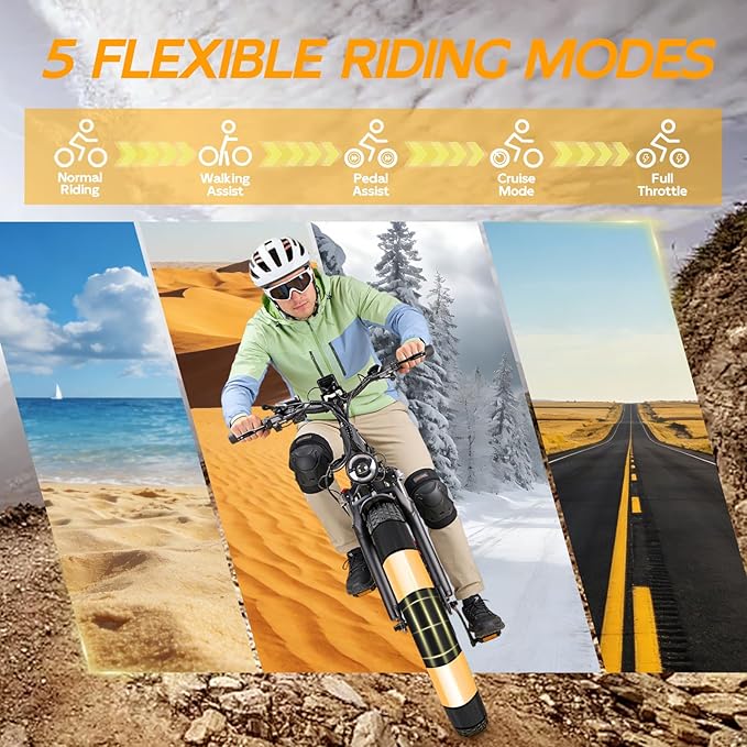 8000W Peak Dual Motor Electric Bike for Adults, 50MPH Max Fast E-Bike,52V 26Ah Battery 95 Miles Long Range Ebikes,26"x4.0 Fat Tires Electric Mountain Bicycle for Off-road Commuter Sand Beach Snow