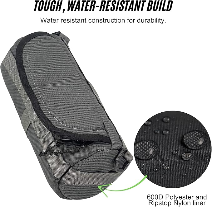 Handlebar Bag (Charcoal & Blue Burrito) | 2 Liter Capacity | Spacious Bike Bag w/ 2 Extra Long Buckle Straps & 1 Hook-and-Loop Strap | Water Resistant Front Basket | Bike Accessories | Made in USA