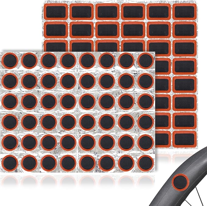 96PCS Tire Patch,Parches para Bicicleta,Rubber Bike Patch Kit,Inner Tube Patch Kit,Outdoor Cycling Bicycle Tire Tool for Road Mountain Bikes Motorcycle