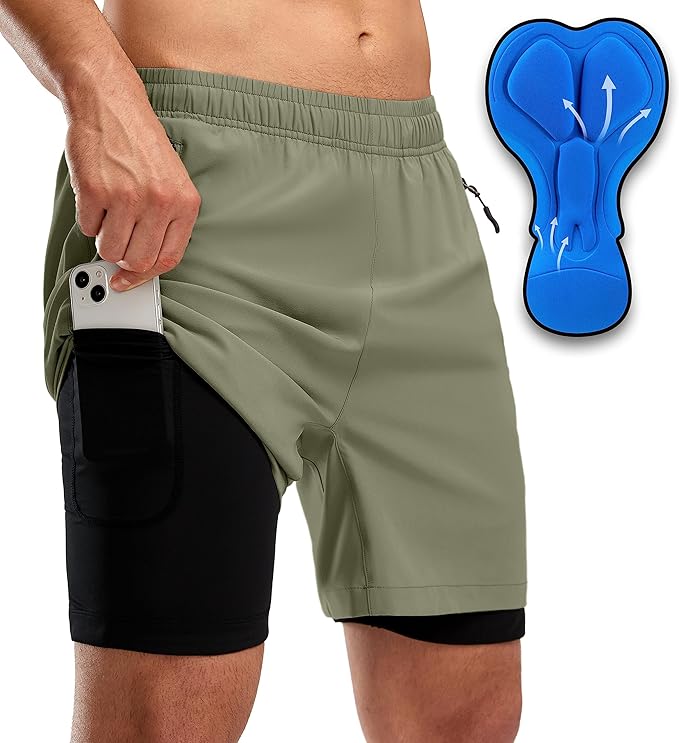 Bikewa Men's Mountain Bike Shorts 3D Padded Loose-fit Riding Biking Cycling Bicycle Biker Shorts for Men Zipper Pockets