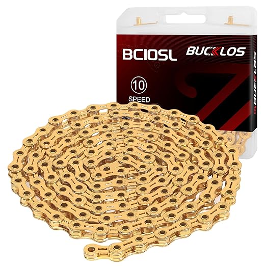 BUCKLOS 6/7/8/9/10/11/12 Speed Bike Chain, High Performance Lightweight Bicycle Chains for Road Bike/Mountain Bike/Ebike,Compatible with Shimano, SRAM, Campagnolo Silver/Gold