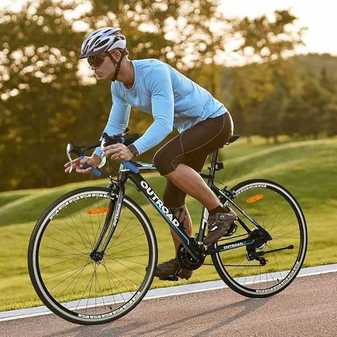 700C Lightweight Aluminum Road Bike – 14-21 Speed Commuter Bicycle with Dual Disc/V Brakes for Men & Women (Black, Red, Blue, White)