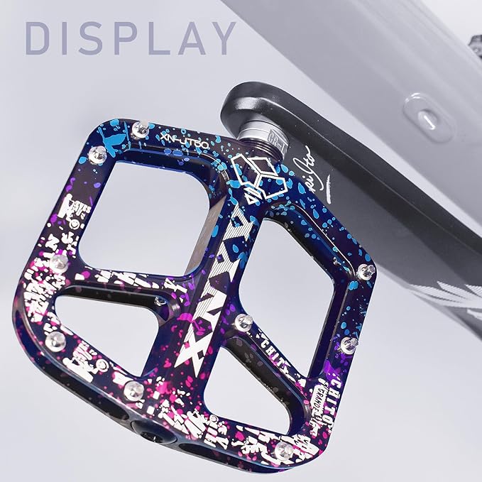 Bicycle Pedal -3 Bearing Bicycle Pedal -9/16 inch Aluminum Alloy CNC machined Flat Pedal, with Anti Slip Screws and 3 Optional coatings