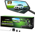 RBRL Bike Mirror, 3D Adjustable Arm for Extended Reach, Aluminum Alloy Anti-shake Bicycle Rearview Mirrors, 360° Panoramic Rearview, Wide Angle Shatterproof & Foldable E-bike Mirror(left)