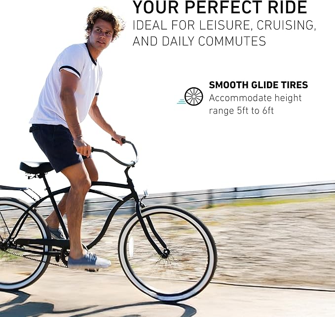sixthreezero Around The Block Men's Beach Cruiser Bike, Hybrid Bicycle with Rear Rack, Multiple Speed and Color Options