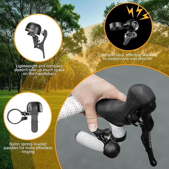 ROCKBROS Bike Bell Classic Bicycle Bell Road Bike Bells for Adults with Loud Sound and Fit for 1.06-1.18in/27-30mm Bicycle Handlebars