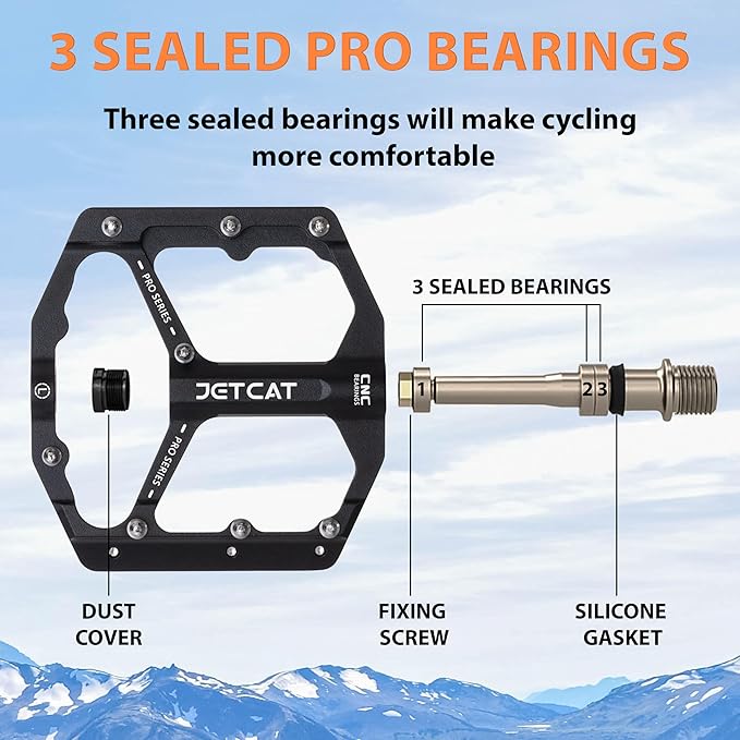 Mountain Bike Pedals Flat - MTB Pedals Flat, Bicycle Pedals, Road Bike Pedals, BMX Pedals, for BMX MTN Road Gravel EBike, Specialized Parts, Adults, Aluminum Metal Stamp 9/16"