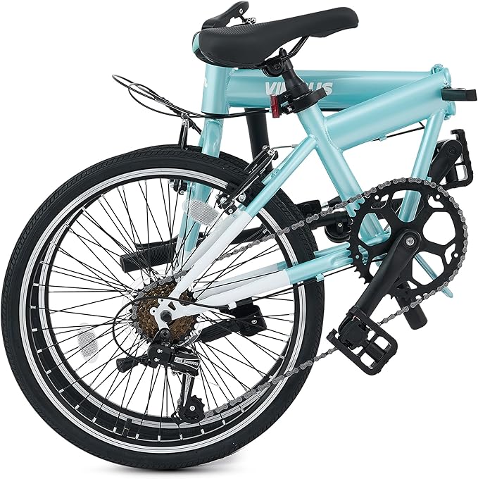 VIRIBUS Folding Bike for Adults, 20 inch Foldable Bike 7 Speed, Lightweight Compact Bicycle, Portable Collapsible Bikes for Adult Men Women City Commuters, 90% Pre-Assembled, Fold Up Bikes