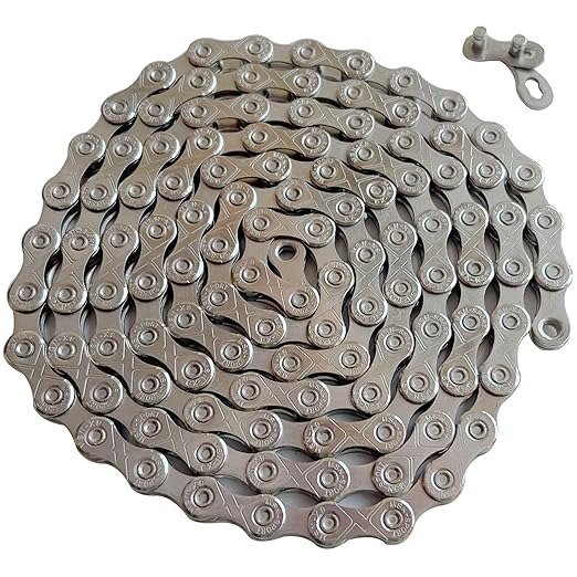9 Speed Bike Chain, Bicycle Racing Chain 1/2 x 11/128 Inch for Road Mountain Cycling BMX 116 Links