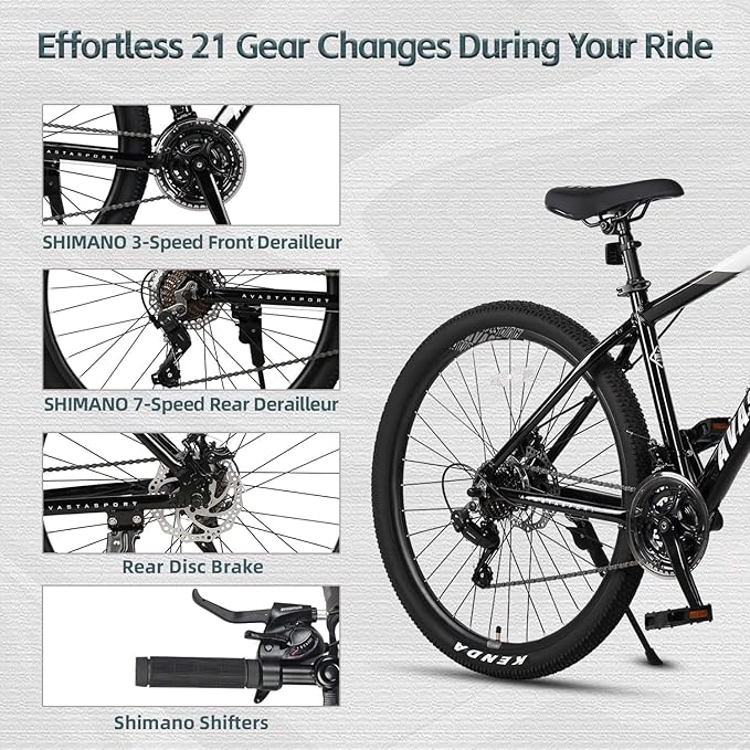 AVASTA Earth 26 27.5 inch Mountain Bike with 21-Speed, Aluminum Frame, Dual Disc Brake, Comfortable Saddle, Multiple Colors