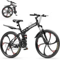 26 Inch Adult Folding Bikes/Mountain Bikes, 21 Speeds Mountain Bicycles with Full Suspension, Dual Disc Brake, High Carbon Steel Frame, Foldable Bike for Men/Women/Teen, Multiple Colors